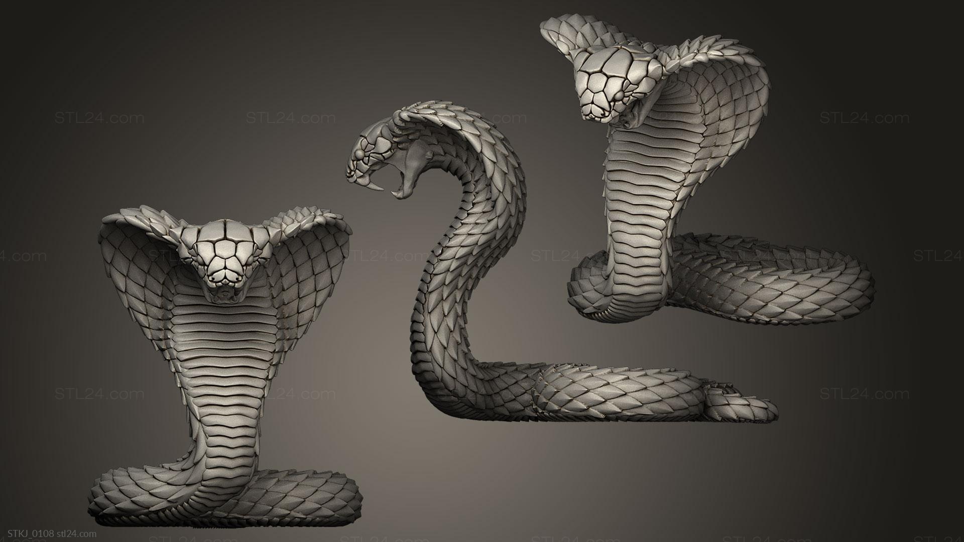 Animal figurines - Snake cobra, STKJ_0631. 3D stl model for CNC